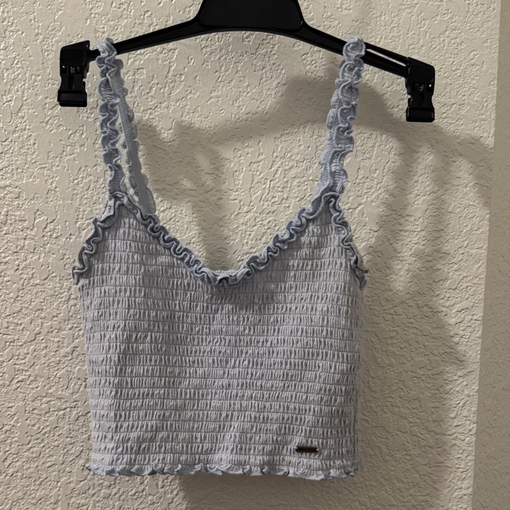 Hollister Light Blue Ruffled Crop Top